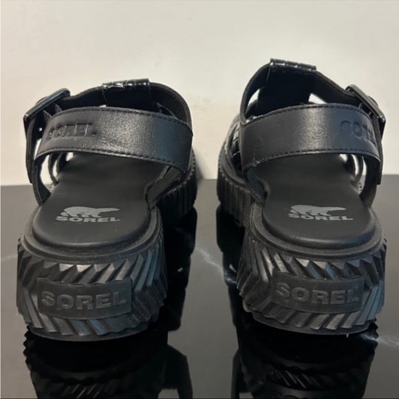 New Sorel Ona Black Platform Sandals 6 - Picture 7 of 9